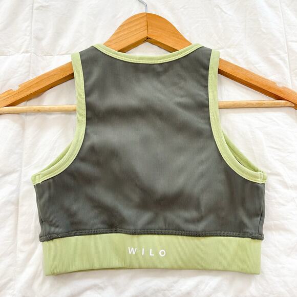 NWOT Wilo Melbourne Australia Ribbed Green Colorblock Sports Bra XS - Picture 4 of 4